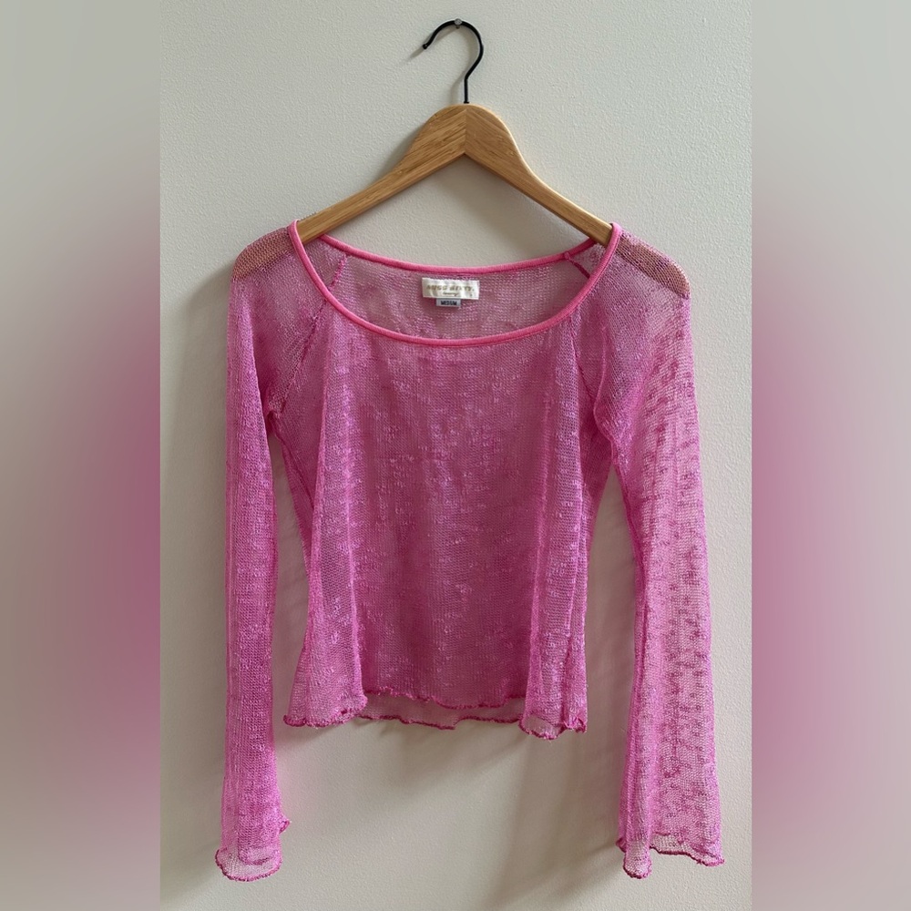 Vintage Miss Sixty Pink Knit Shirt w/Bell Sleeves